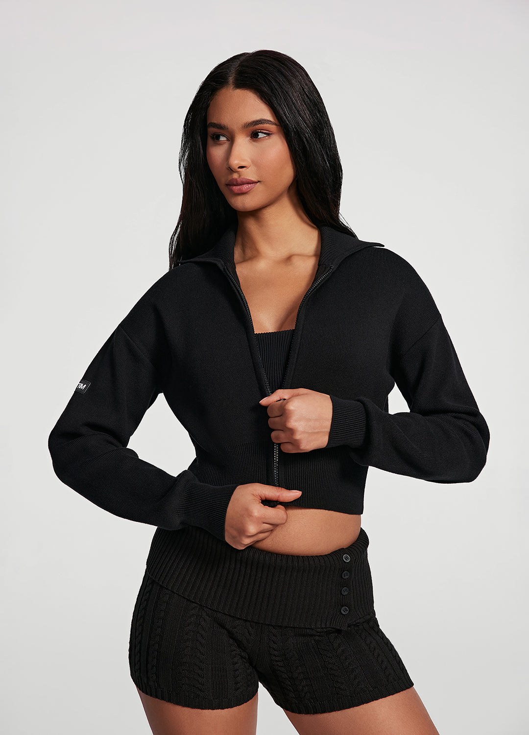 Knit Cropped Zip-Up Jacket - Image 6