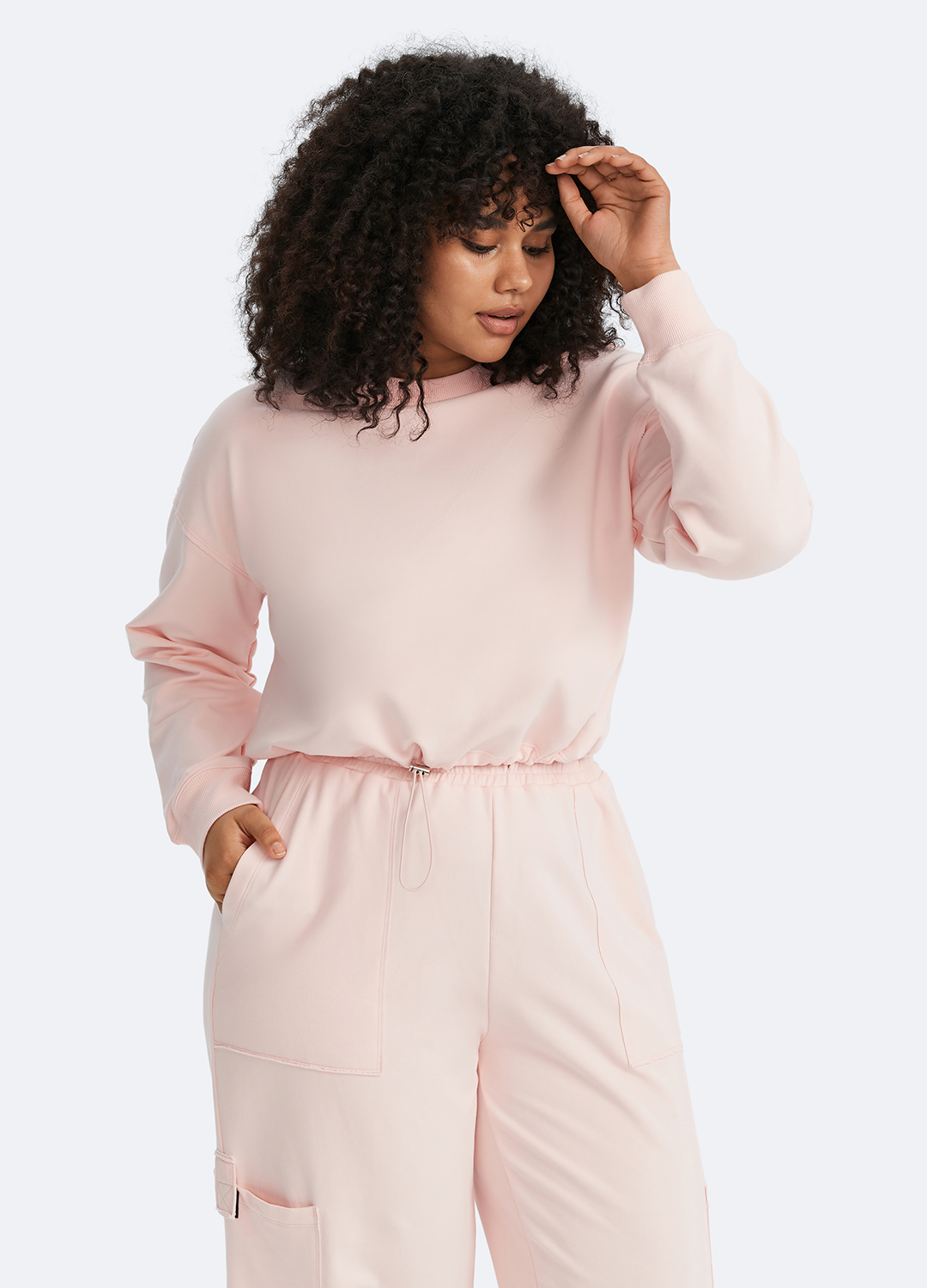 Cropped Sweatshirt with Drawstring - Image 7
