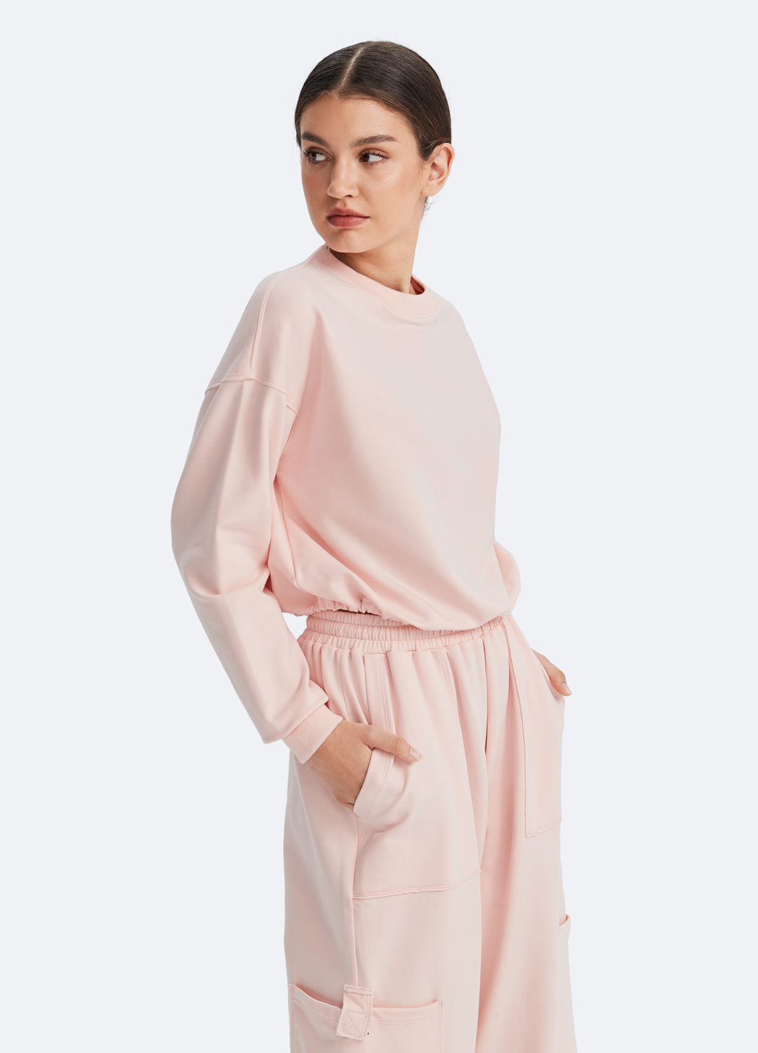 Cropped Sweatshirt with Drawstring - Image 5