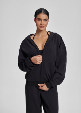 Relaxed Oversized Full Zipper Kangaroo Pockets Soft Hoodie