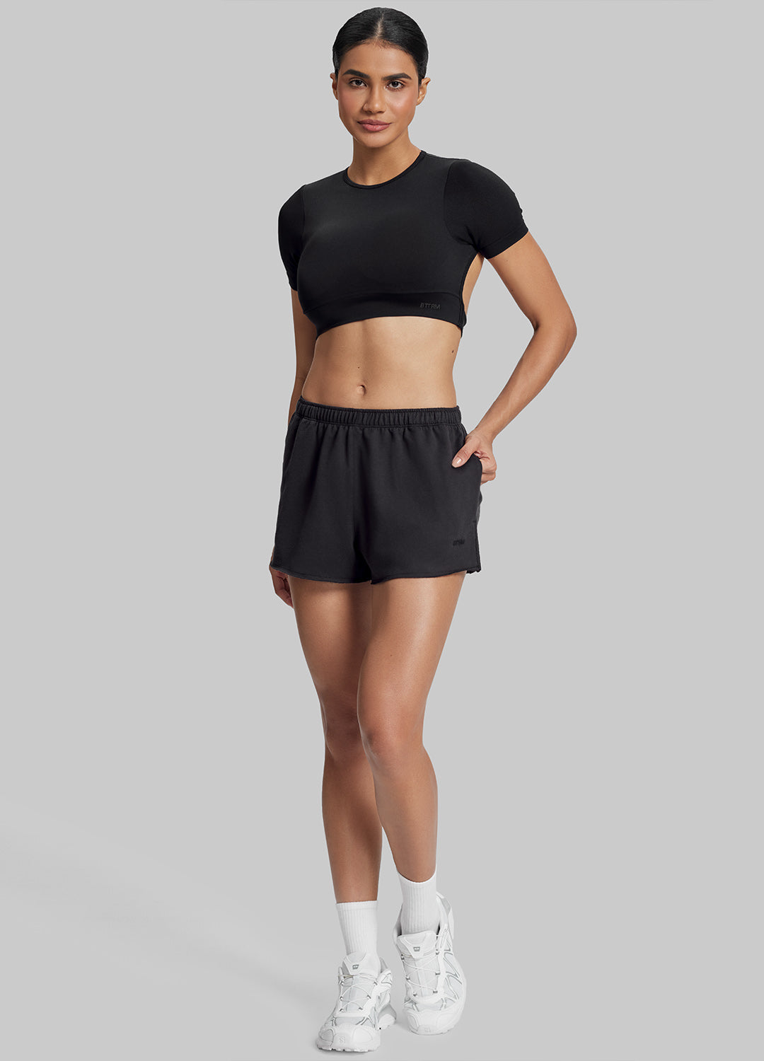 Comfy Mid-Thigh Stretchy Waist French Terry Jersey Shorts - Image 6