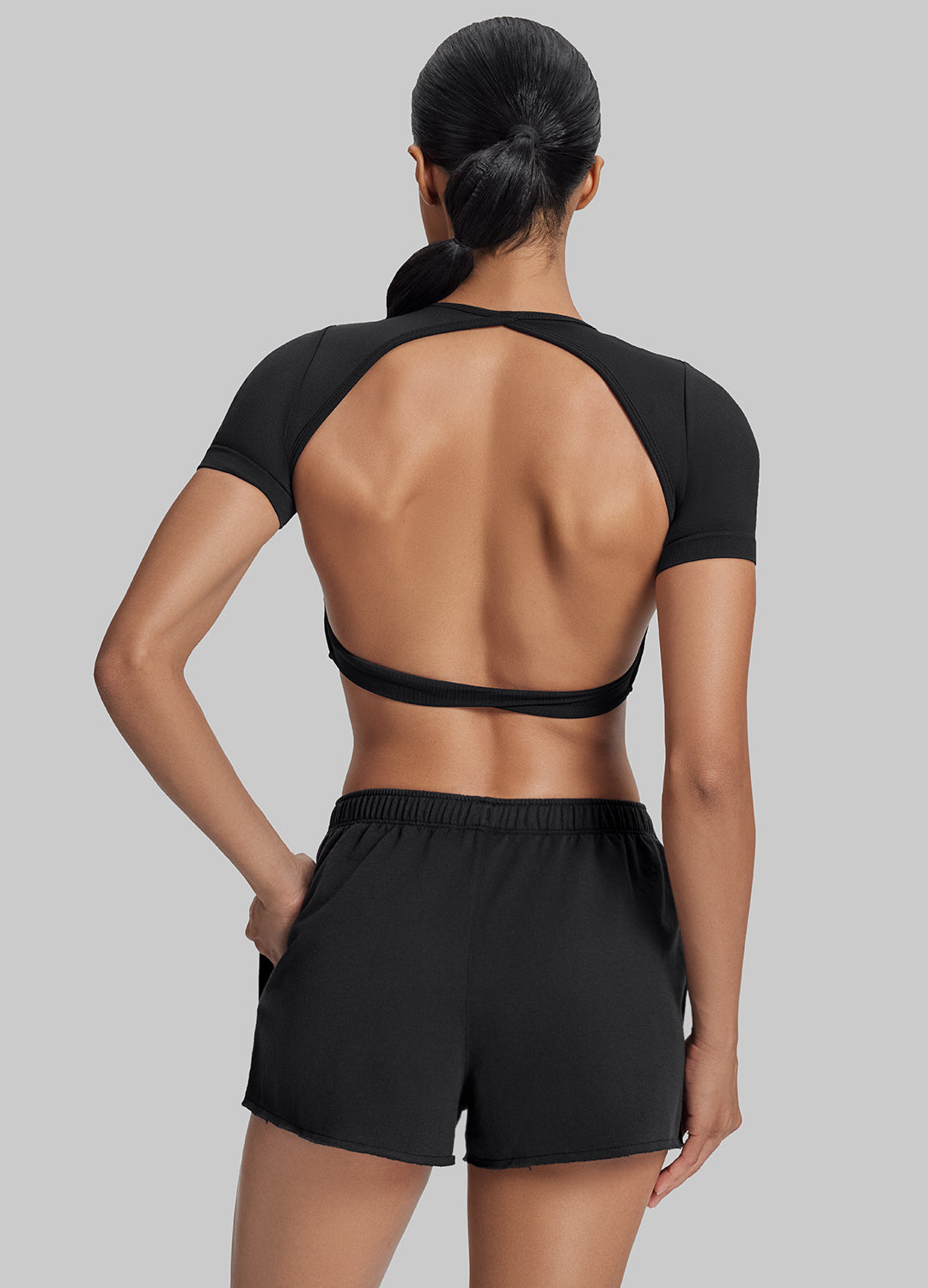 Comfy Mid-Thigh Stretchy Waist French Terry Jersey Shorts - Image 4