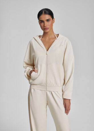 Relaxed Oversized Full Zipper Kangaroo Pockets Soft Hoodie