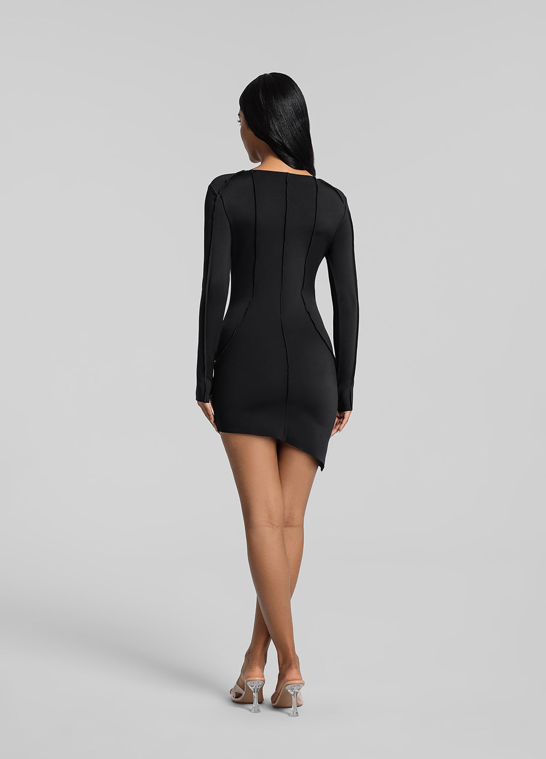 Curved Stitching Mini Dress - Image 3