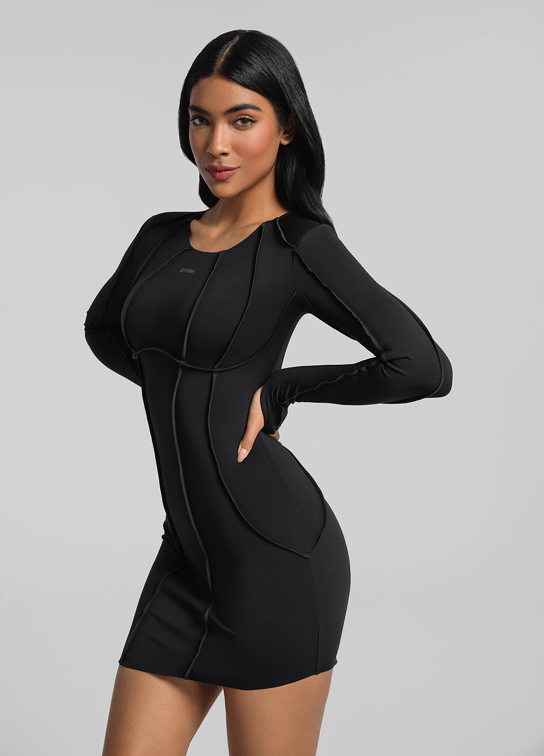 Curved Stitching Mini Dress - Image 5