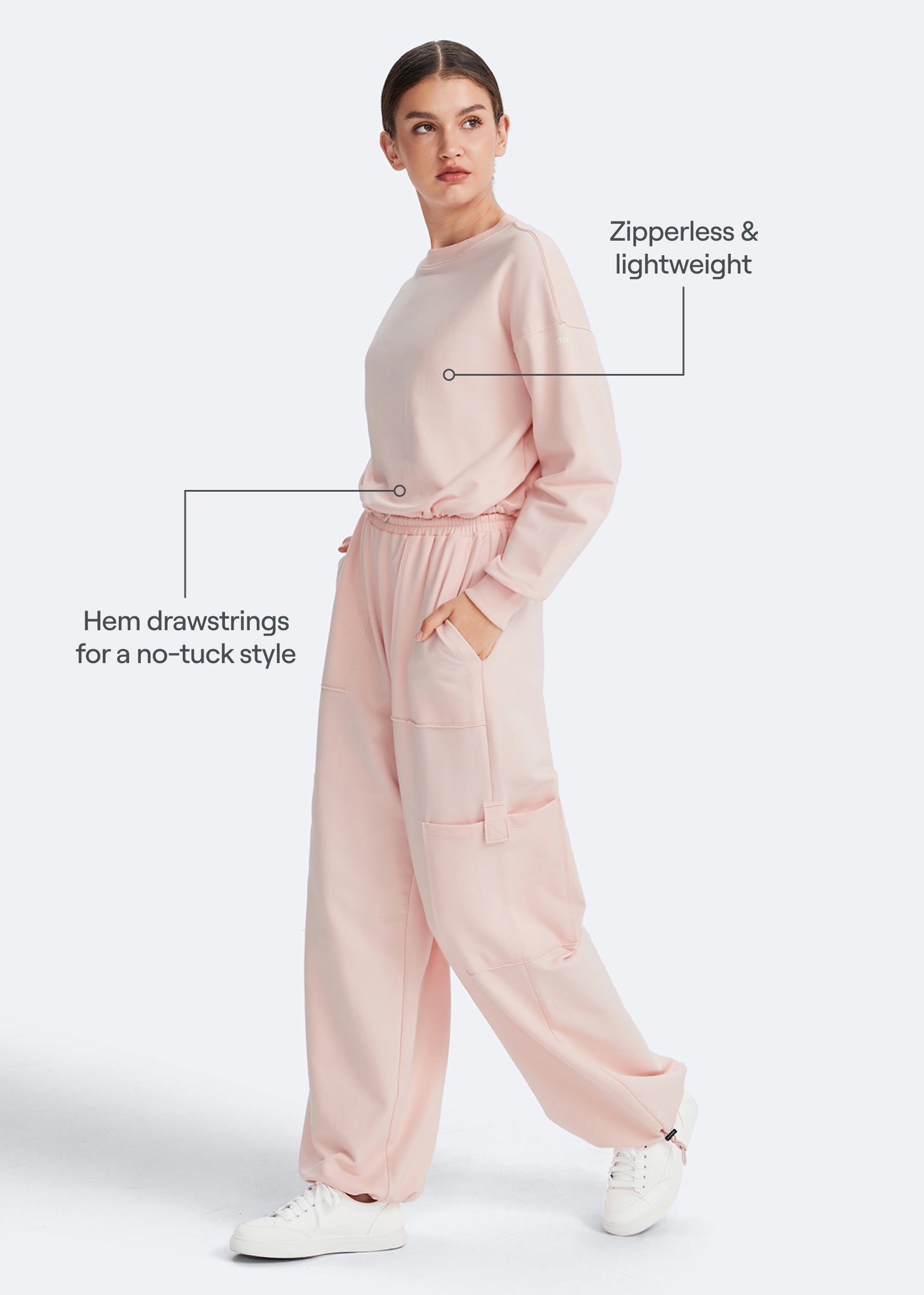 Cropped Sweatshirt with Drawstring - Image 3